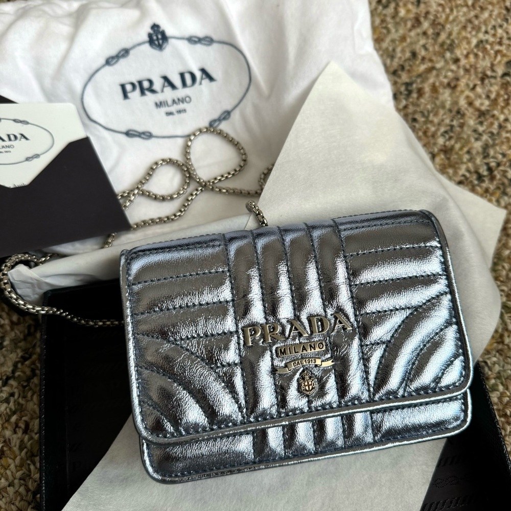 Authentic Prada Diagramme Leather Clutch Bag